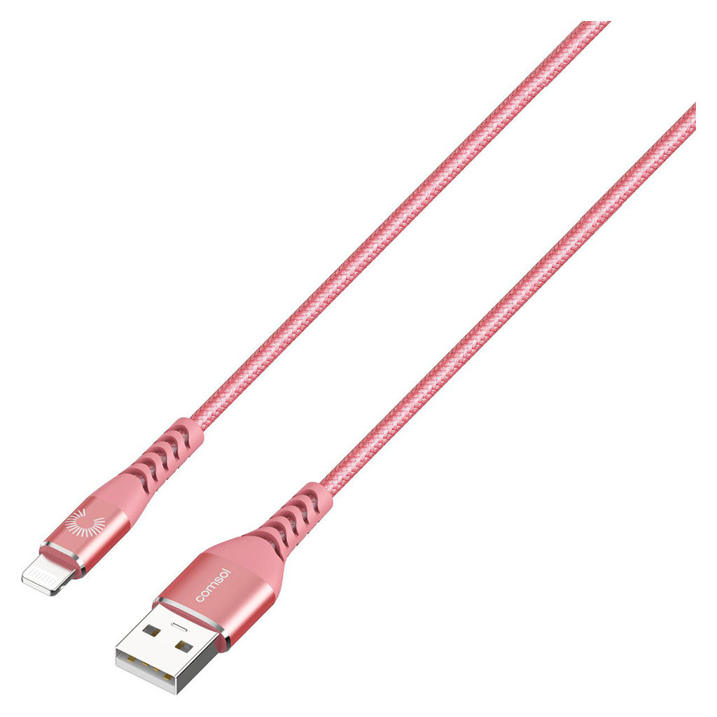 Comsol 3m USB-A to Lightning Cable Reinforced with Aramid Fibre - Pink(AL3KVPK) - 4