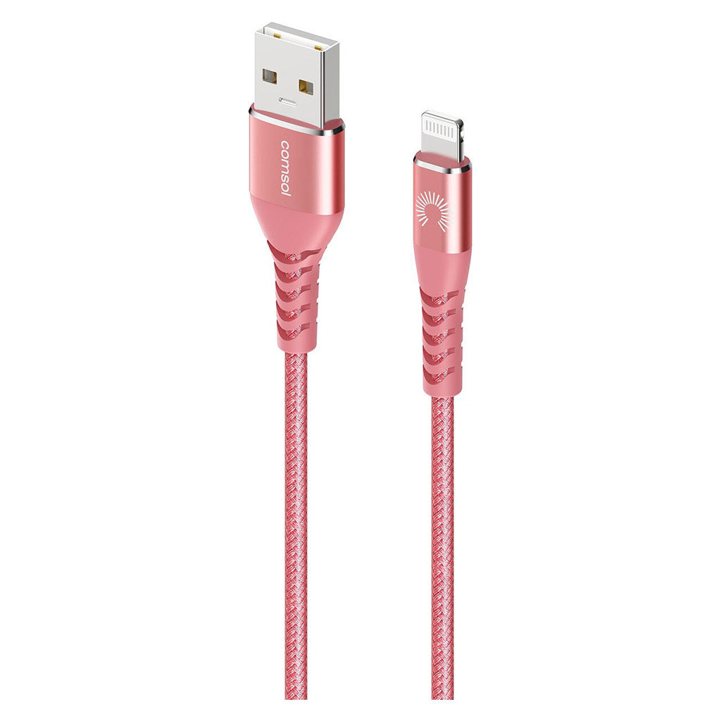 Comsol 3m USB-A to Lightning Cable Reinforced with Aramid Fibre - Pink(AL3KVPK) - 1