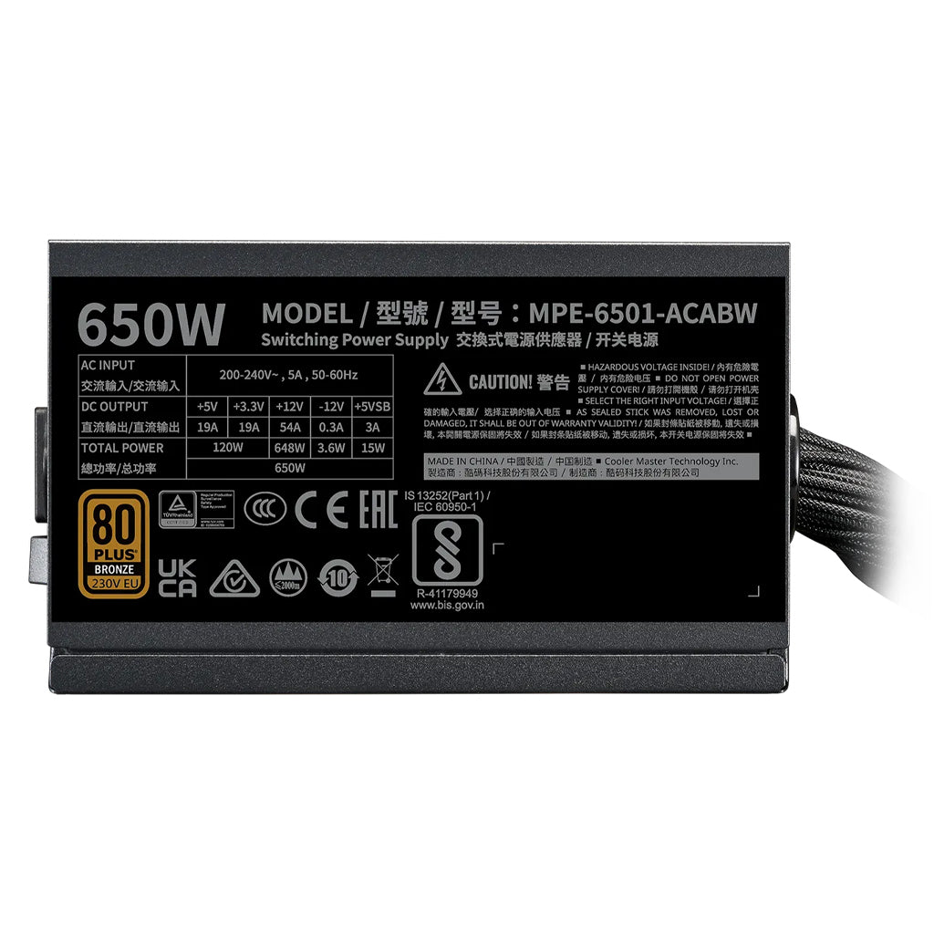 Cooler Master MWE 650W 80+ Bronze ATX 3.1 Non-Modular Power Supply(MPE-6501-ACABW-3BAU) - 4