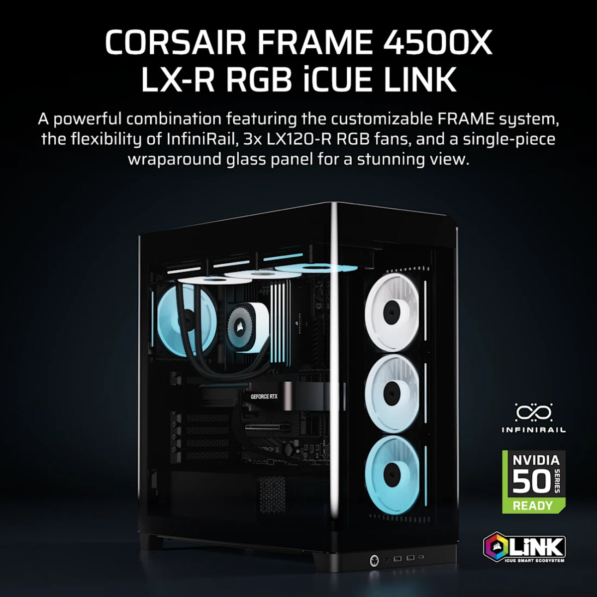 Corsair FRAME 4500X LX-R RGB iCUE LINK Panoramic Glass Mid-Tower PC Case - Black(CC-9011316-WW) - 2