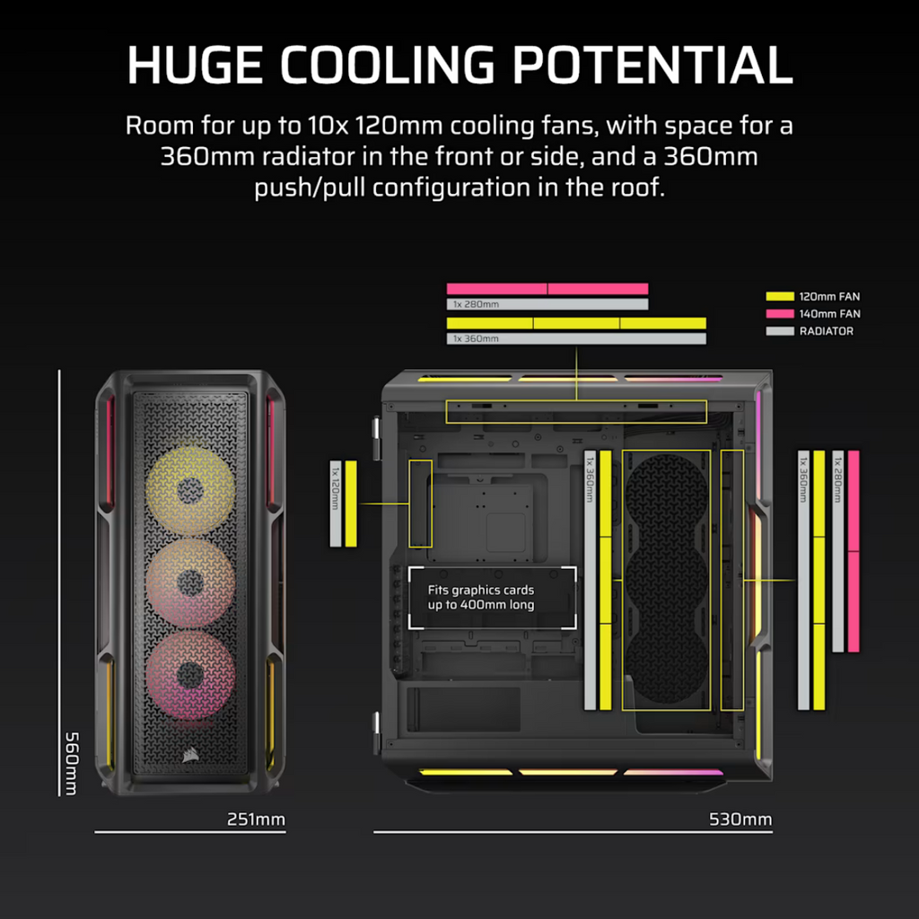 Corsair iCUE LINK 5000T LX RGB Tempered Glass Mid-Tower Case - Black(CC-9011298-WW) - 4