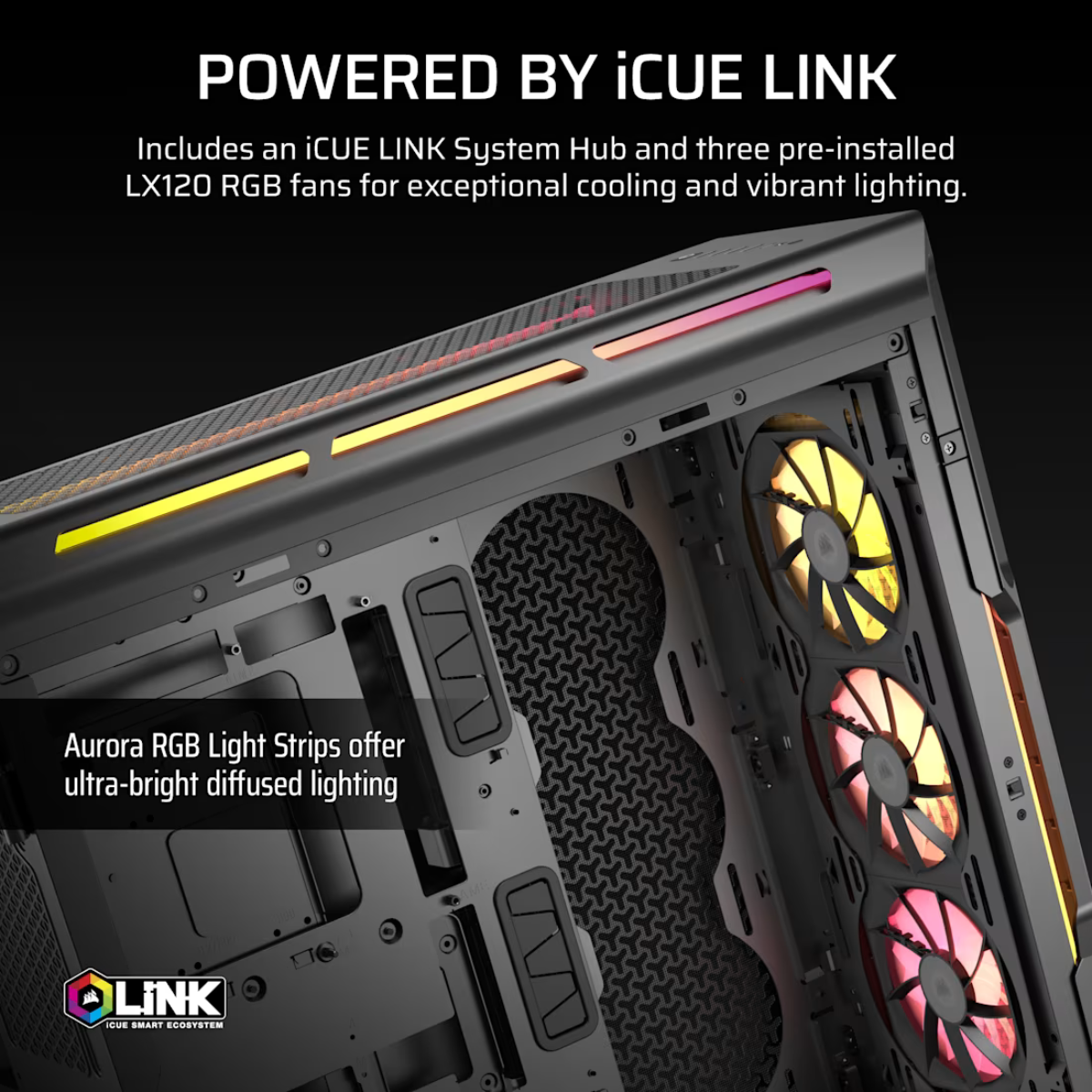 Corsair iCUE LINK 5000T LX RGB Tempered Glass Mid-Tower Case - Black(CC-9011298-WW) - 3