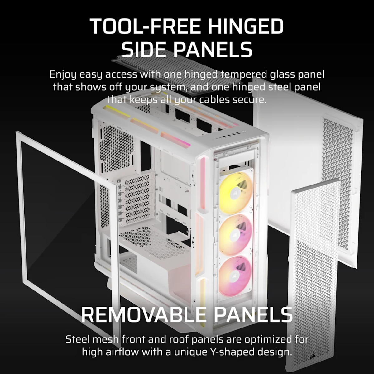 Corsair iCUE LINK 5000T LX RGB Tempered Glass Mid-Tower Case - White(CC-9011299-WW) - 4