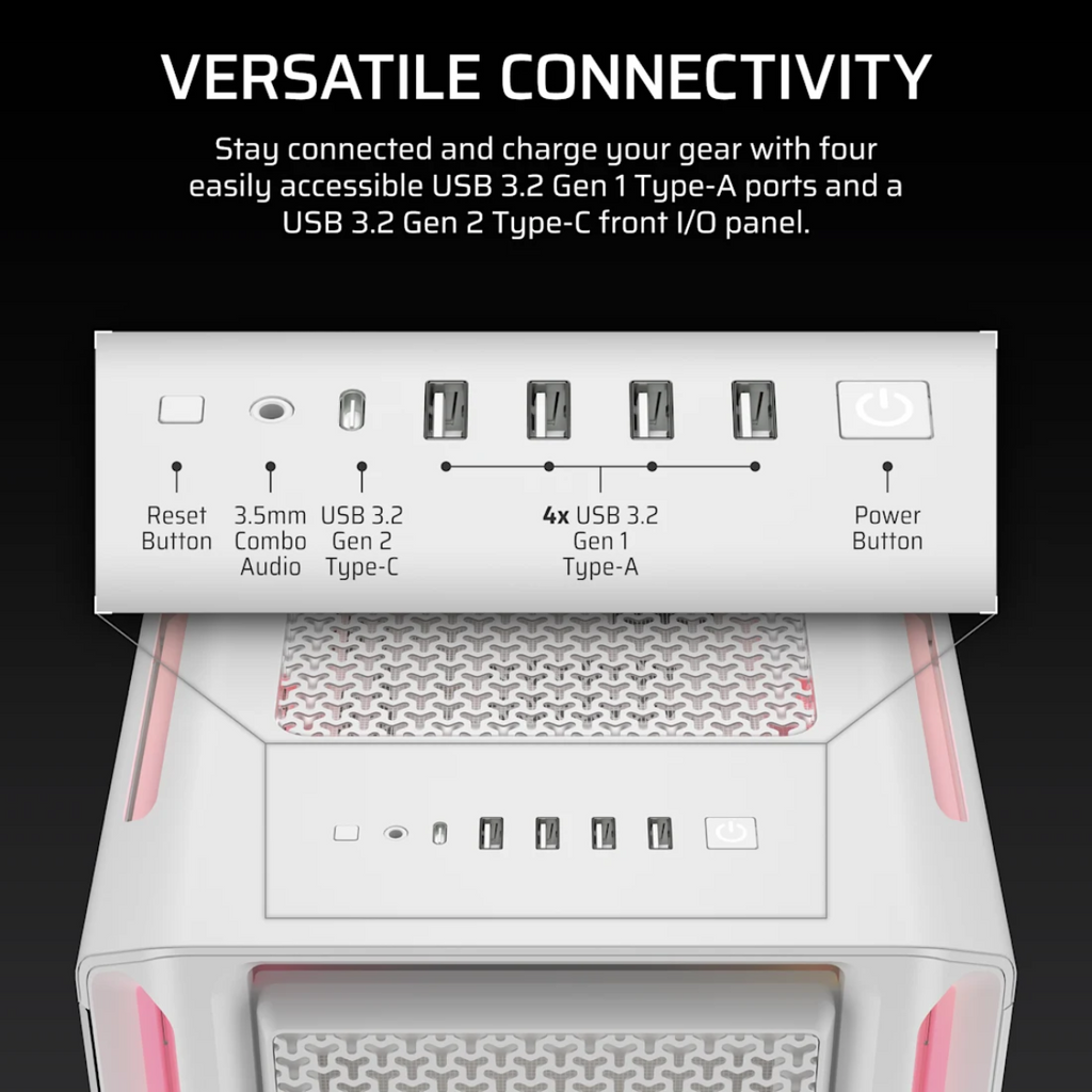 Corsair iCUE LINK 5000T LX RGB Tempered Glass Mid-Tower Case - White(CC-9011299-WW) - 7