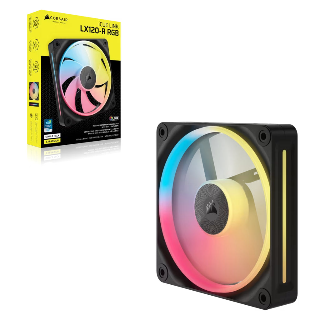 Corsair iCUE LINK LX120-R RGB 120mm PWM Reverse Fan - Black(CO-9051049-WW) - 1