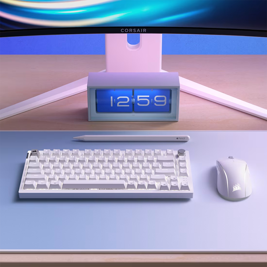 Corsair K65 PLUS WIRELESS 75% RGB Mechanical Gaming Keyboard - Frost White(CH-91D451E-NA) - 7
