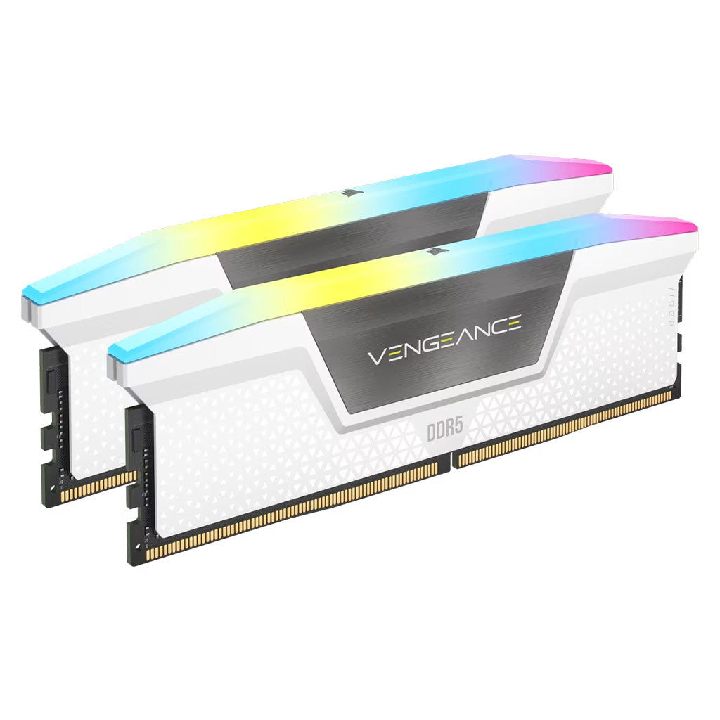Corsair Vengeance RGB 32GB (2x16GB) DDR5 6000MHz CL36 Desktop Memory - White(CMH32GX5M2E6000Z36W ) - 1