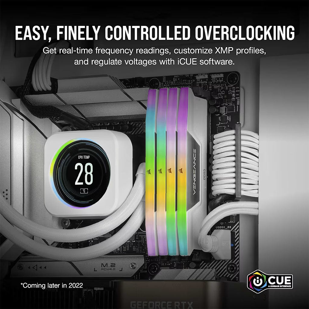 Corsair Vengeance RGB 32GB (2x16GB) DDR5 6000MHz CL36 Desktop Memory - White(CMH32GX5M2E6000Z36W ) - 4