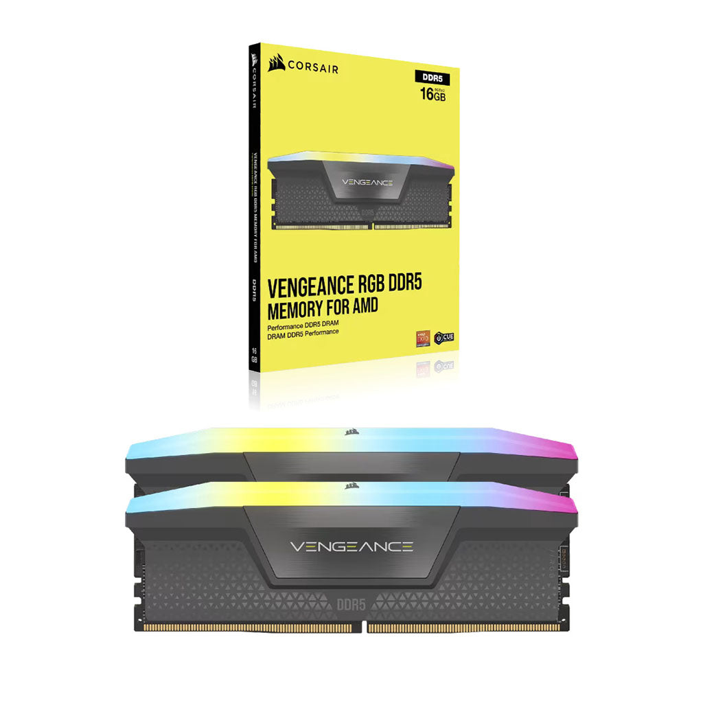 Corsair Vengeance RGB 64GB (2x32GB) DDR5 5600MHz AMD EXPO & Intel XMP CL40 Desktop Memory - Grey(CMH64GX5M2D5600Z40) - 2