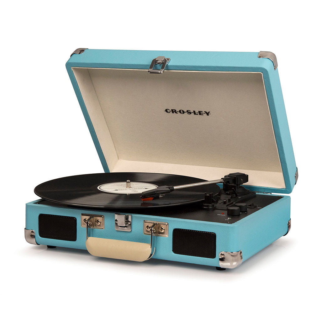 Crosley Cruiser Bluetooth Portable Turntable - Turquoise + Crosley Entertainment Stand Bundle(CR8005FST-TU4) - 5