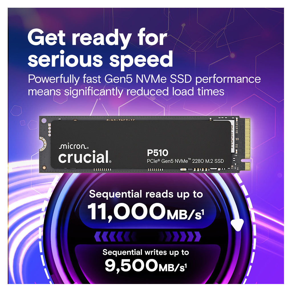 Crucial P510 2TB PCIe 5.0 NVMe M.2 2280 SSD - CT2000P510SSD8(CT2000P510SSD8) - 8