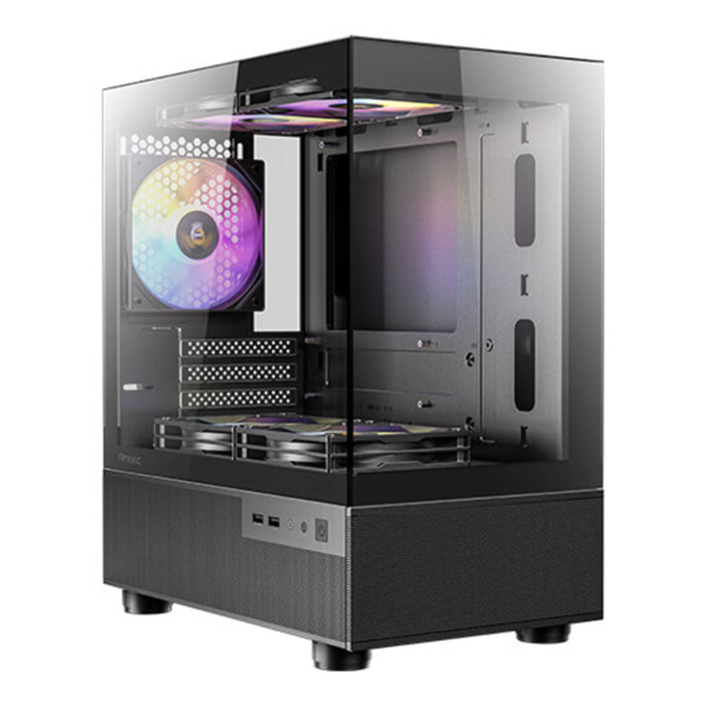 Antec CX200M Elite Tempered Glass RGB Micro-ATX Mini Tower Case - Black(CX200M Elite) - 1