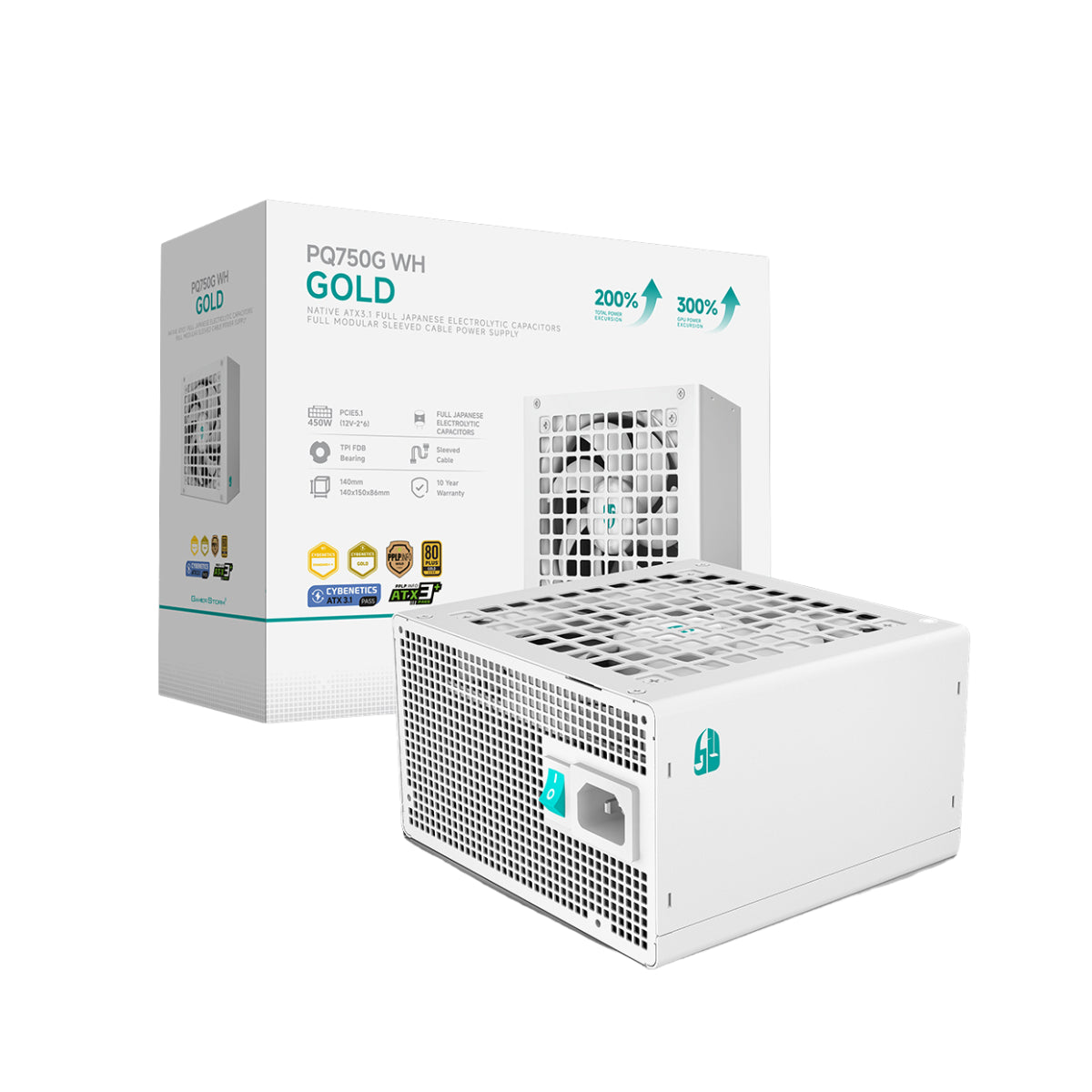 DeepCool Gamer Storm PQ750G 750W 80+ Gold PCIe 5.1 ATX 3.1 Fully Modular Power Supply - White(R-PQ750G-FD1W-JGAU-V1) - 1