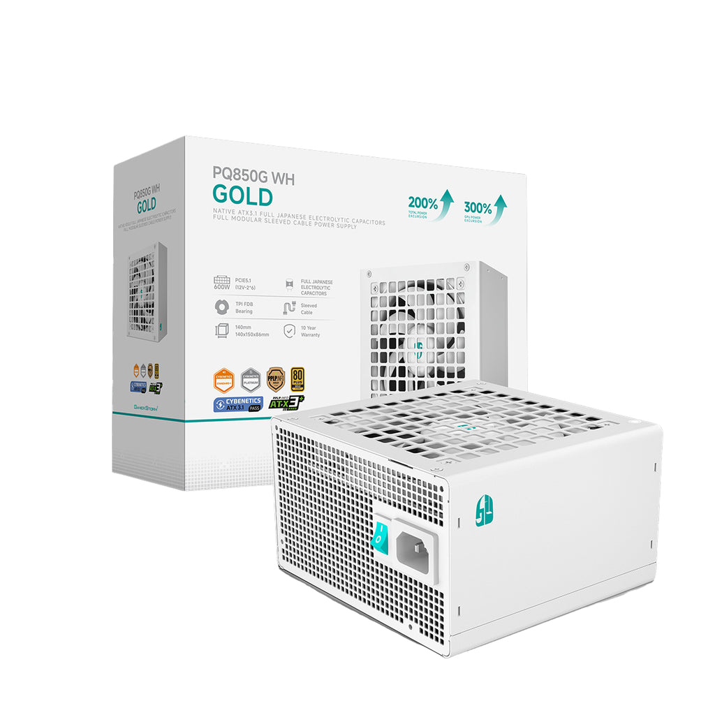 DeepCool Gamer Storm PQ850G 850W 80+ Gold PCIe 5.1 ATX 3.1 Fully Modular Power Supply - White(R-PQ850G-FD1W-JGAU-V1) - 1