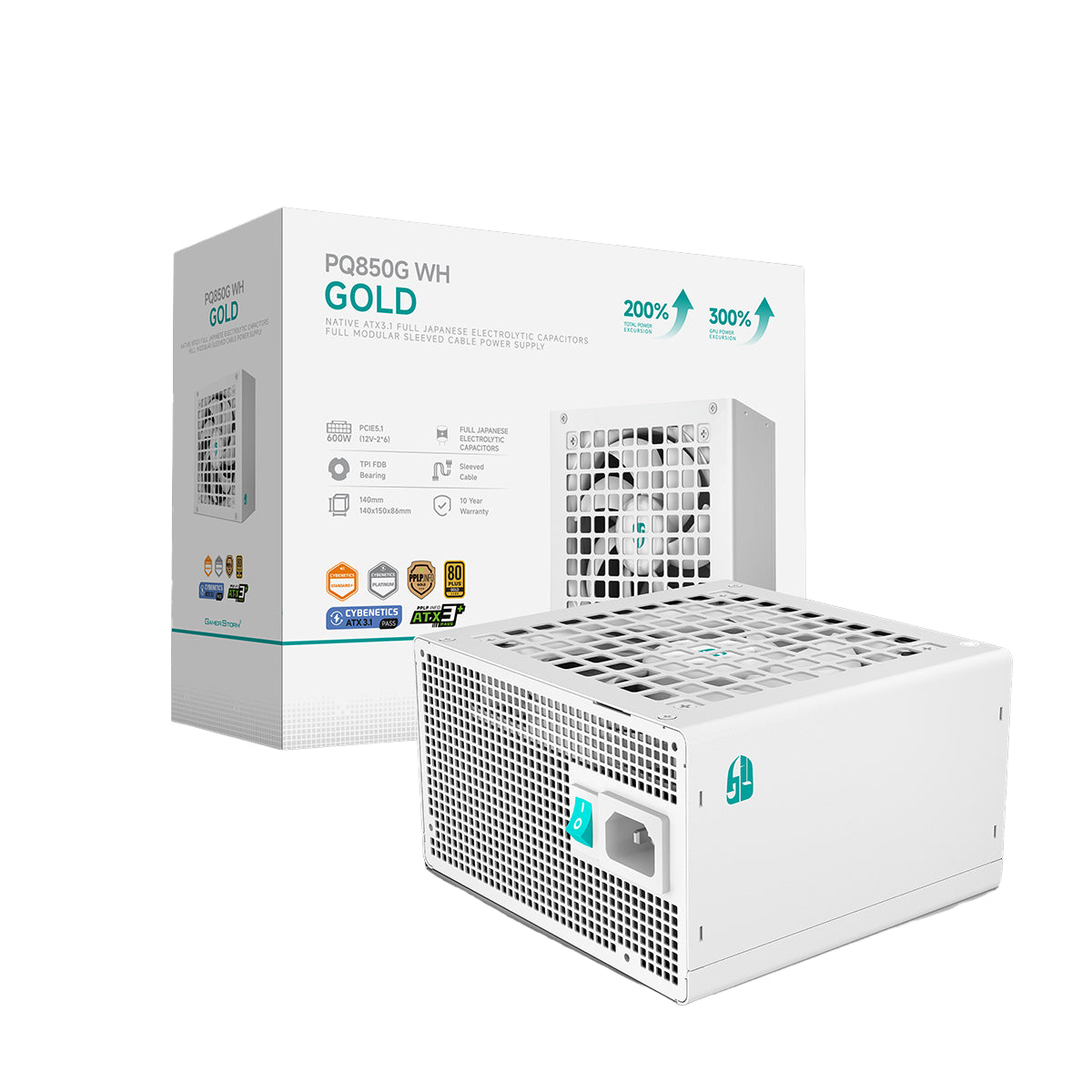 DeepCool Gamer Storm PQ850G 850W 80+ Gold PCIe 5.1 ATX 3.1 Fully Modular Power Supply - White(R-PQ850G-FD1W-JGAU-V1) - 1