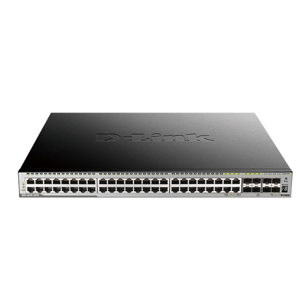 D-Link 52-Port Layer 3 Stackable PoE Switch w/ 48 PoE+ Ports & 4 SFP+(DGS-3630-52PC) - 1