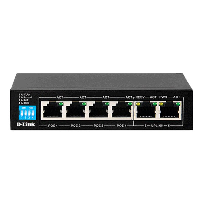 D-Link DES-F1006P-E 6-Port 10/10 Switch with 4 PoE Ports/2 Uplink Ports(DES-F1006P-E) - 1