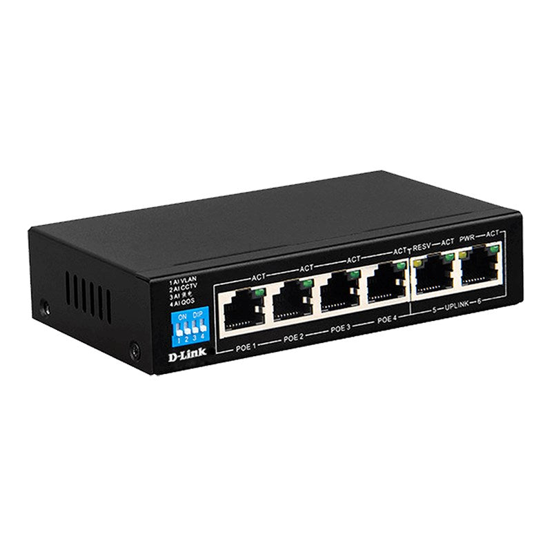 D-Link DES-F1006P-E 6-Port 10/10 Switch with 4 PoE Ports/2 Uplink Ports(DES-F1006P-E) - 2