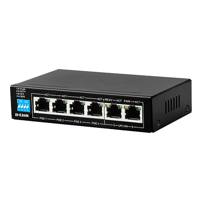 D-Link DES-F1006P-E 6-Port 10/10 Switch with 4 PoE Ports/2 Uplink Ports(DES-F1006P-E) - 3