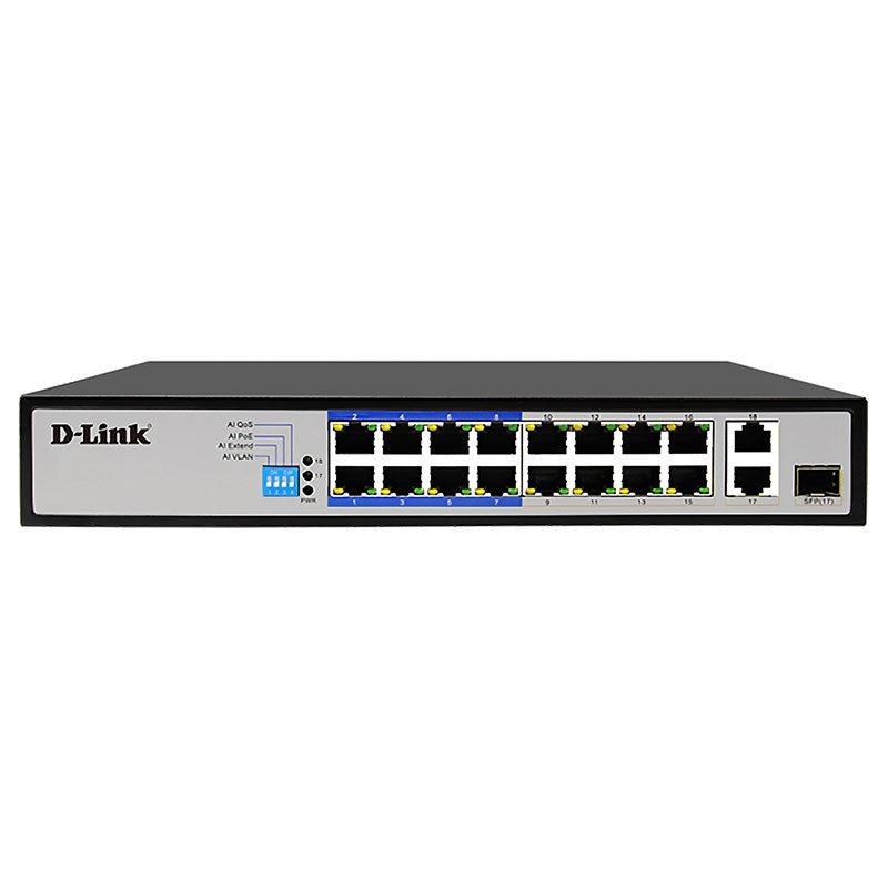 D-Link DES-F1018P-E 18-Port PoE Switch with 16 PoE Ports/2 Gigabit Uplink Ports(DES-F1018P-E) - 1