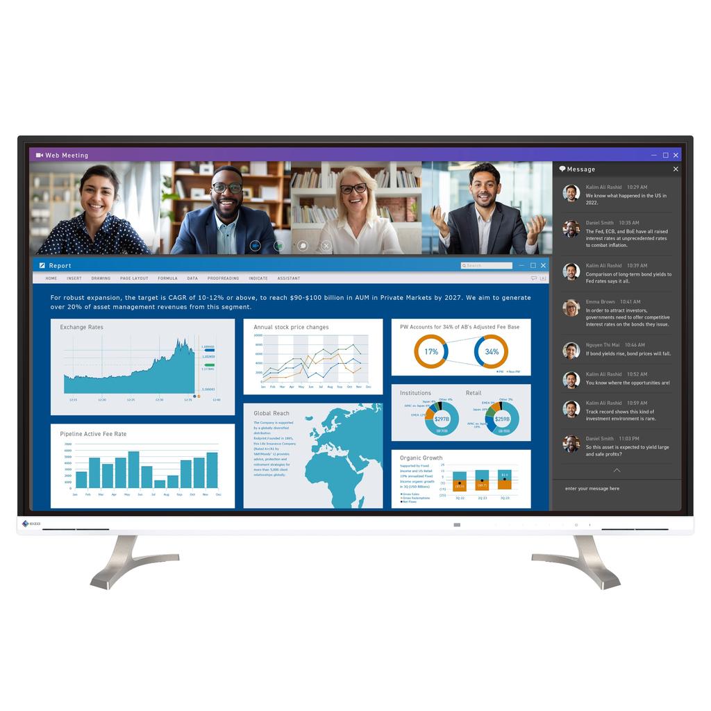 EIZO Flexscan EV4340X 43" 4K UHD 94W USB-C IPS Monitor - White(EV4340X-WT) - 1