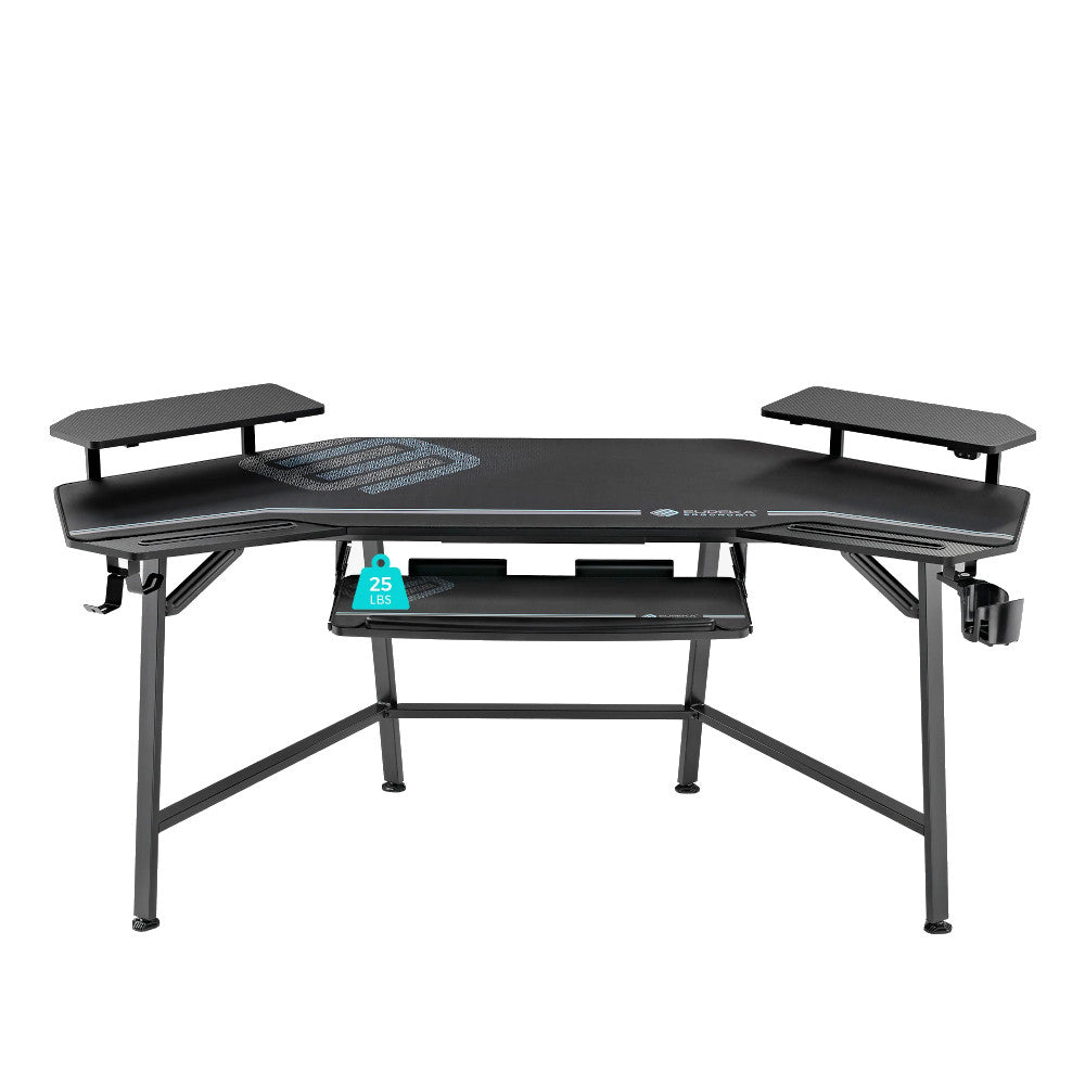 Eureka AED-E70B Ergonomic 70" Wing Shaped Studio Desk With Keyboard Tray - Black(ERK-AED-E70B) - 1