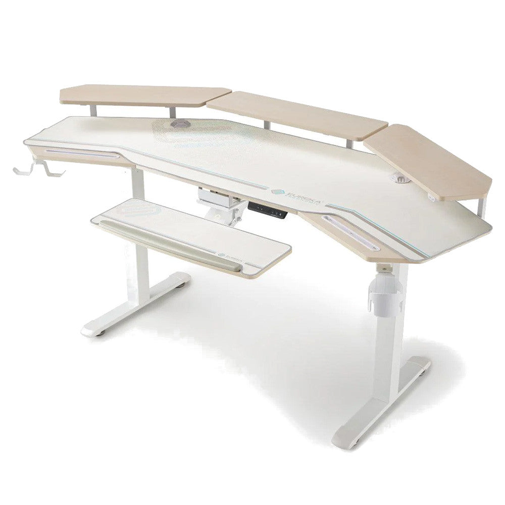 Eureka ES71-MW Ergo Studio Electric Standing Desk + Keyboard Tray - Maple White(ERK-ES71-MW) - 2