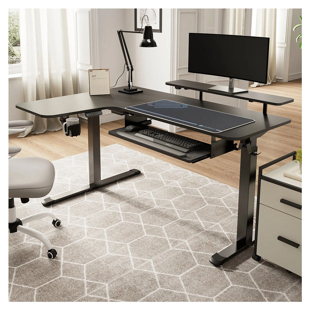Eureka Ergonomic L60 60" L Shaped Electric Black Standing Desk - Left Side(ERK-L60L-B-PRO) - 4