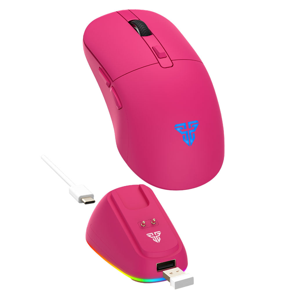 Fantech KANATA Tri-Mode Wireless Gaming Mouse w/ ARGB Charging Dock - Pink(MSFTWG9RDPK) - 1