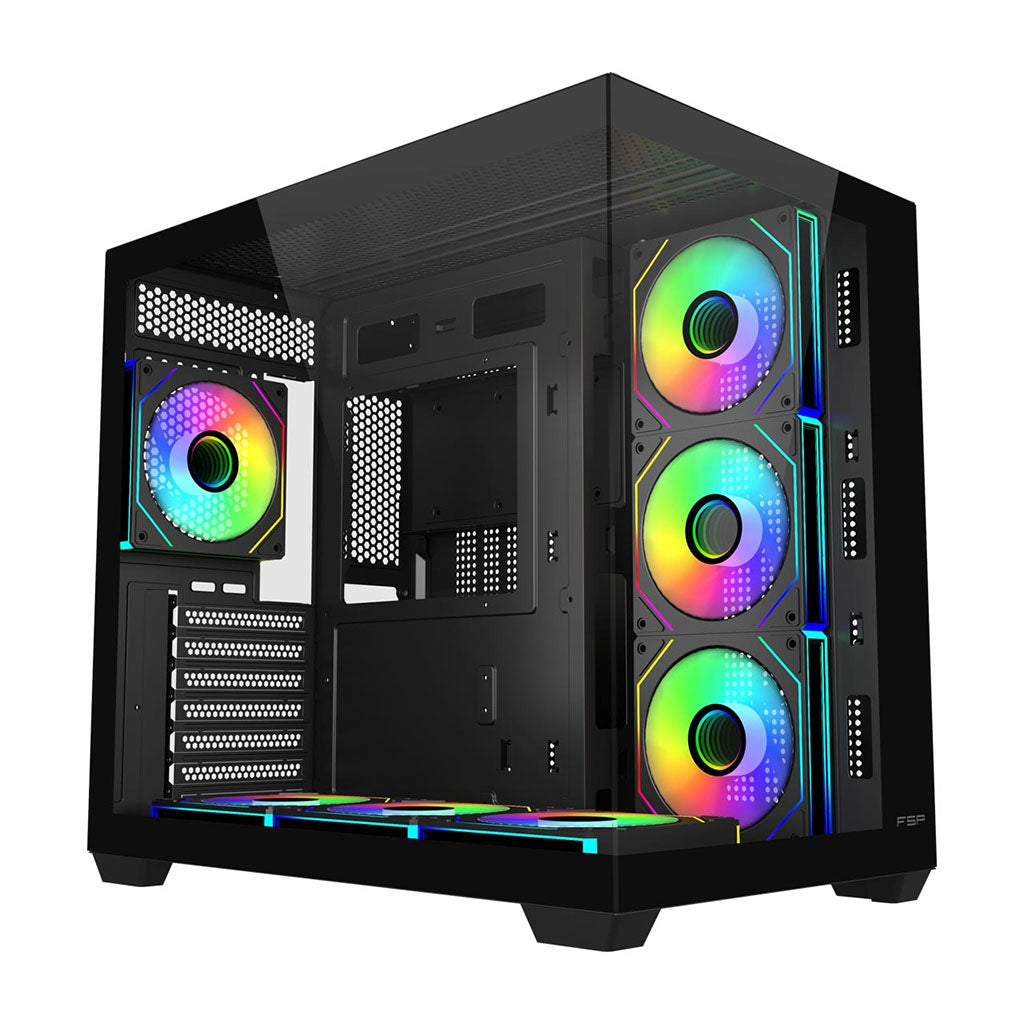 FSP M341 Tempered Glass Mid-Tower Dual Chamber ATX Case - Black(M341-BA) - 1