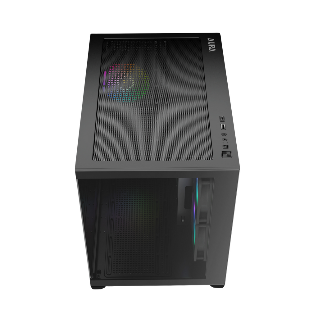Gamdias AURA GC10M V2 Tempered Glass Panel M-ATX PC Case w/ 3 ARGB Fans - Black(CASEGDGC10MV2BK) - 7