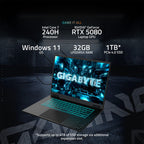 Gigabyte A16 Pro 16" 165Hz QHD Gaming Laptop Intel Core 7 240H 32GB 1TB RTX5080 W11H(GAMING A16 PRO DYHG5AUCC4SH) - 9