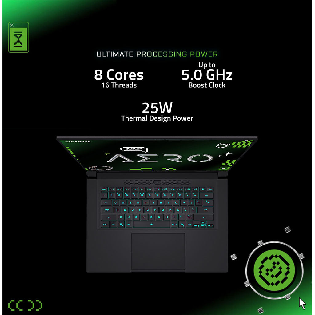 Gigabyte AERO X16 16" 165Hz WQXGA Copilot+ PC Laptop R7 AI 350 16GB 1TB RTX5060 W11H - Grey(AERO X16 1VH93AUC94AH) - 10