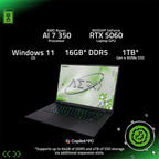 Gigabyte AERO X16 16" 165Hz WQXGA Copilot+ PC Laptop R7 AI 350 16GB 1TB RTX5060 W11H - White(AERO X16 1VH93AUC94DH) - 9