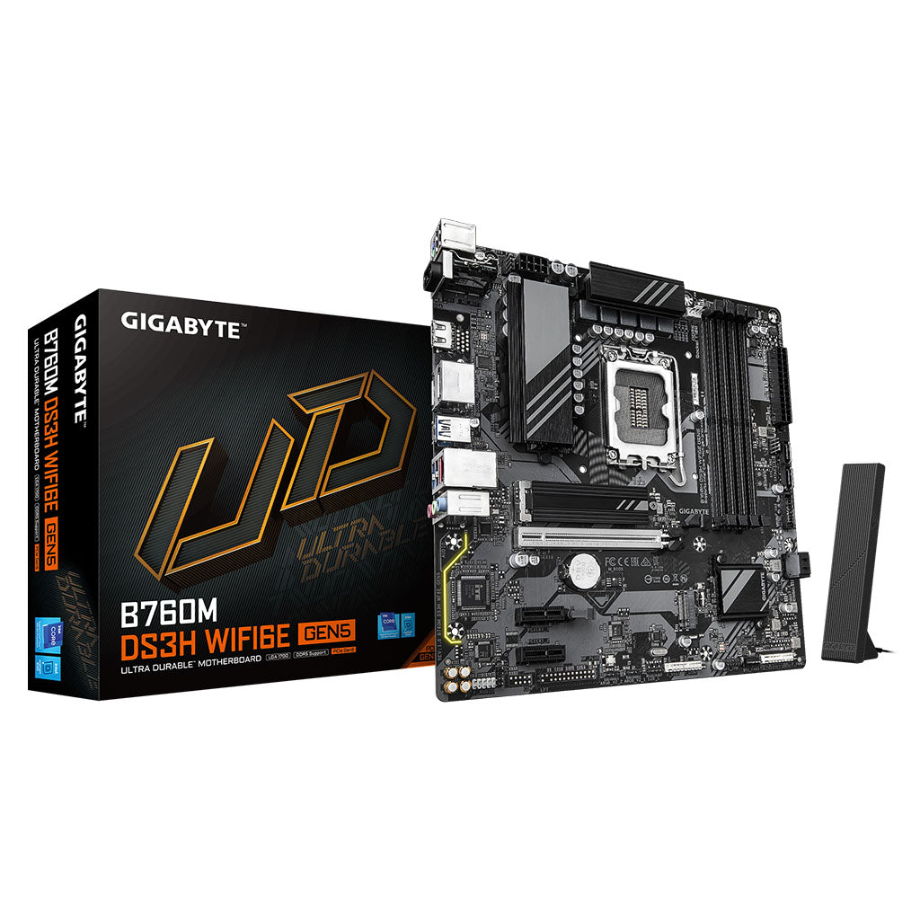 Gigabyte B760M DS3H WIFI 6E GEN 5 Intel LGA 1700 Micro-ATX Motherboard(B760M DS3H WF6E GEN5) - 1