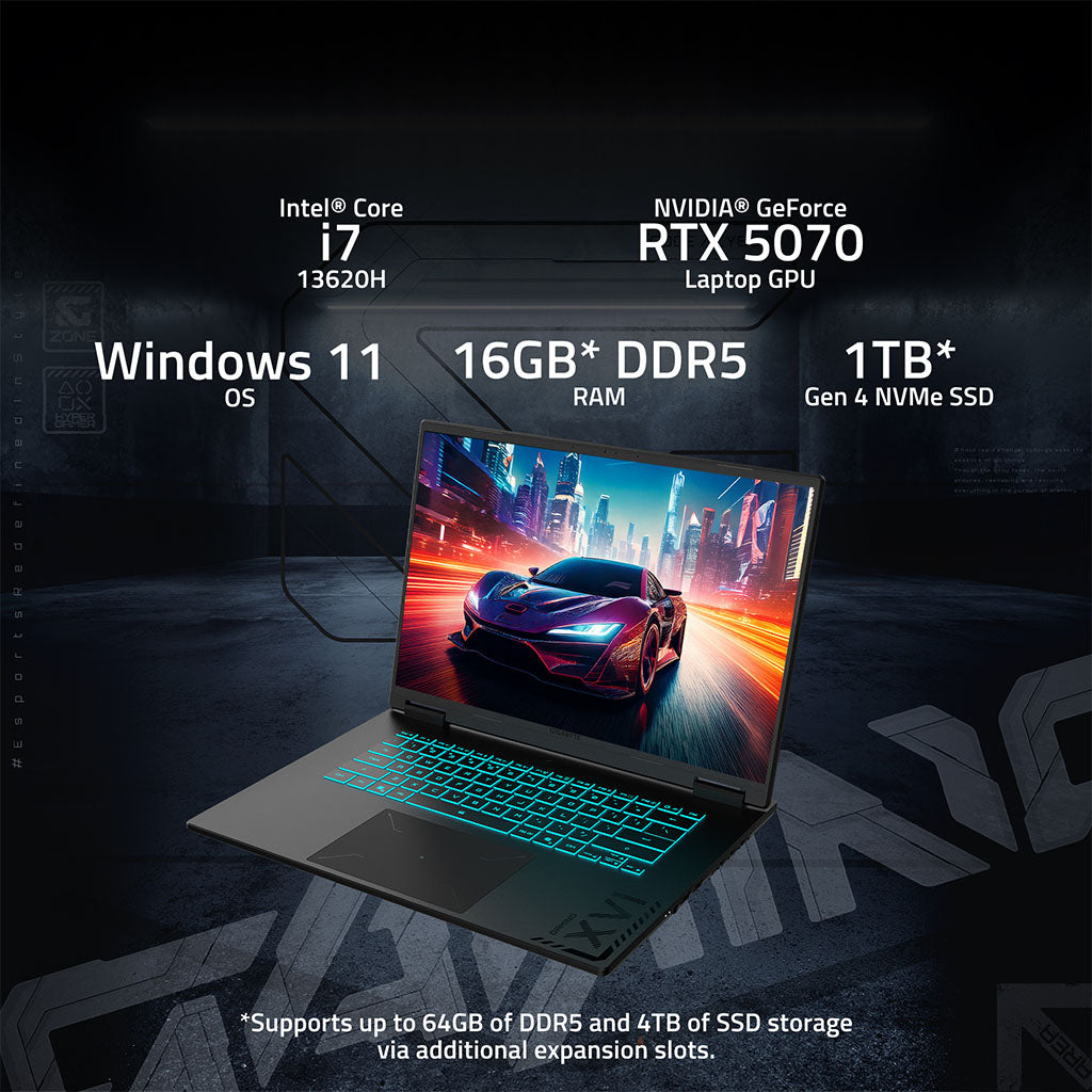 Gigabyte Gaming A16 16" 165Hz WQXGA Laptop i7 13620H 16GB 1TB RTX5070 W11H(GAMING A16 CWHI3AU894SH) - 9