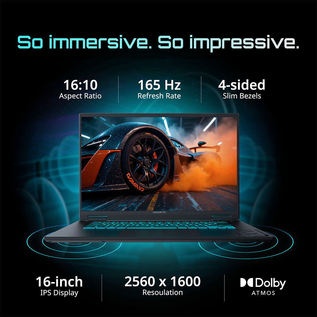 Gigabyte Gaming A16 16" 165Hz WUXGA Laptop Ryzen 7 260 16GB 1TB RTX5070 W11H(GAMING A16 3WHK3AU894SH) - 7