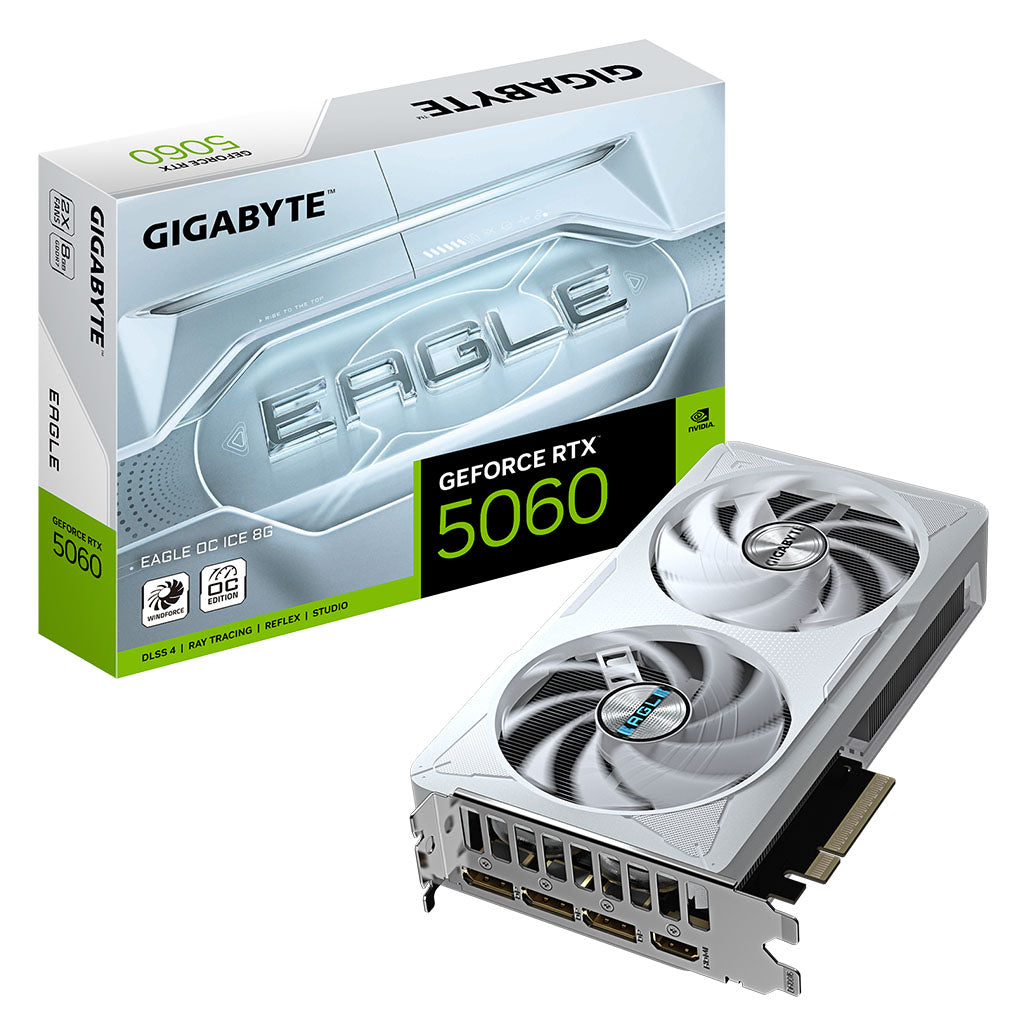 Gigabyte GeForce RTX 5060 EAGLE OC ICE 8GB Video Card - White Edition(GV-N5060EAGLEOC ICE-8GD) - 1