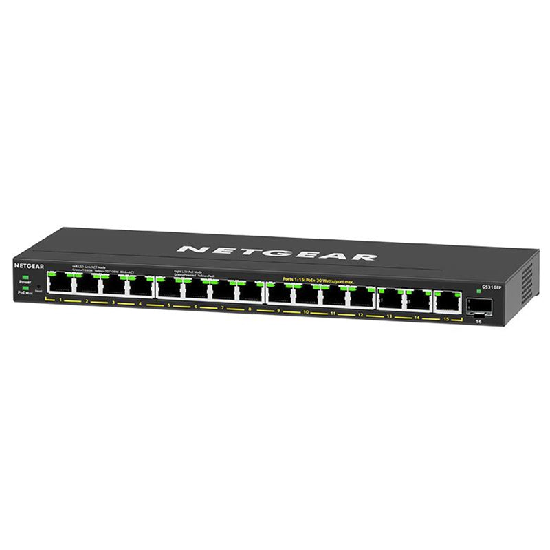 Netgear GS316EP 16-Port 180W PoE+ Gigabit Ethernet Plus Switch with 1 SFP Port(GS316EP-100AUS) - 1