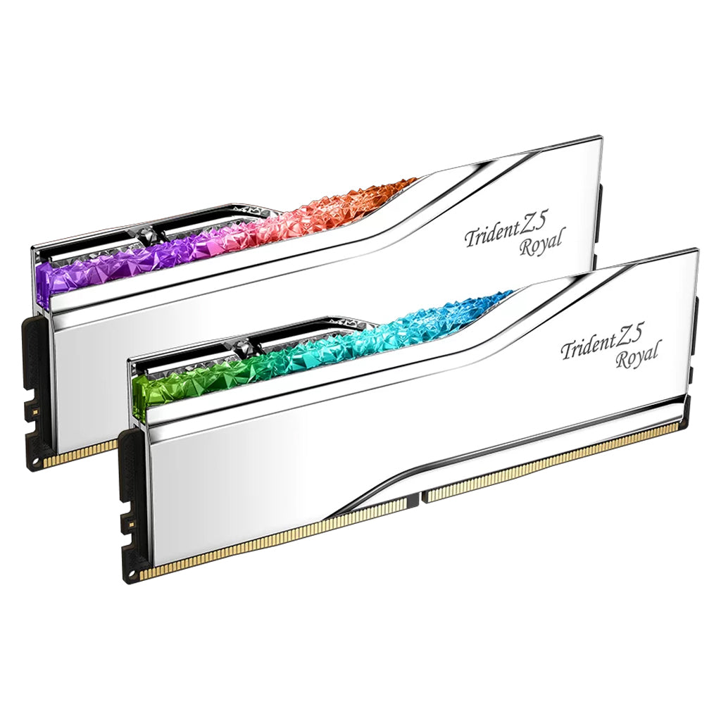 G.Skill Trident Z5 Royal RGB 32GB (2x 16GB) DDR5 7600MHz CL36 Desktop Memory - Silver(F5-7600J3646G16GX2-TR5S) - 2