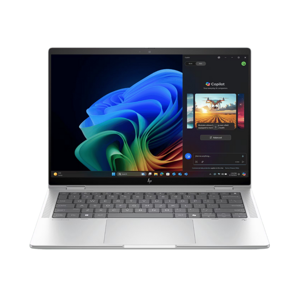 HP Elitebook X Flip G1i 14" WUXGA AI Laptop- Core Ultra 7-256V 16GB 512GB Touch W11 PRO SILVER(B9GG6PT) - 2