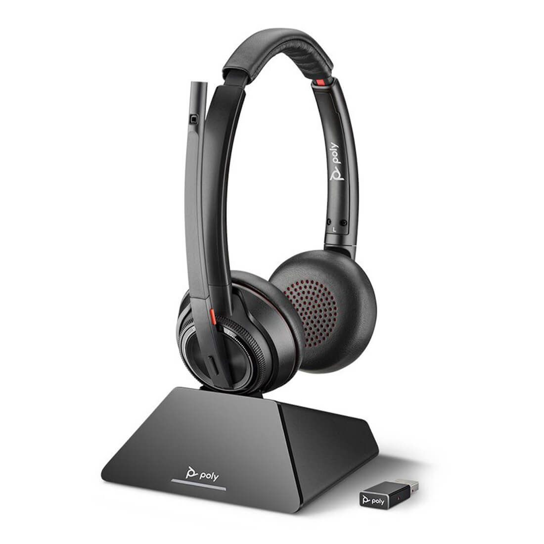 HP Poly Savi 8220 UC Office Wireless Stereo DECT Headset w/ D400 USB-A Dongle (8D3F5AA)(8D3F5AA) - 1
