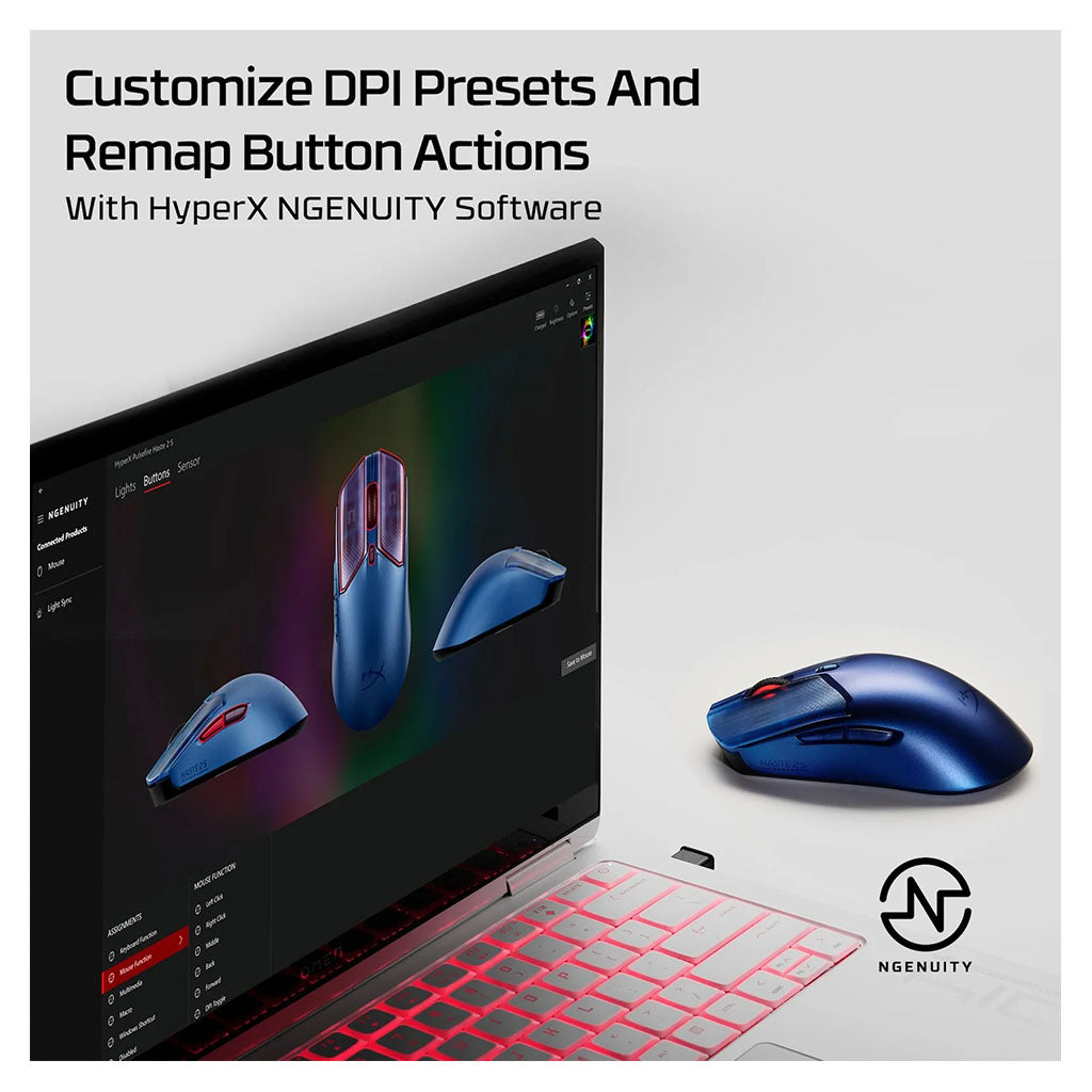 HyperX Pulsefire Haste 2 S Wireless Optical Gaming Mouse - Navy(9B001AA) - 10