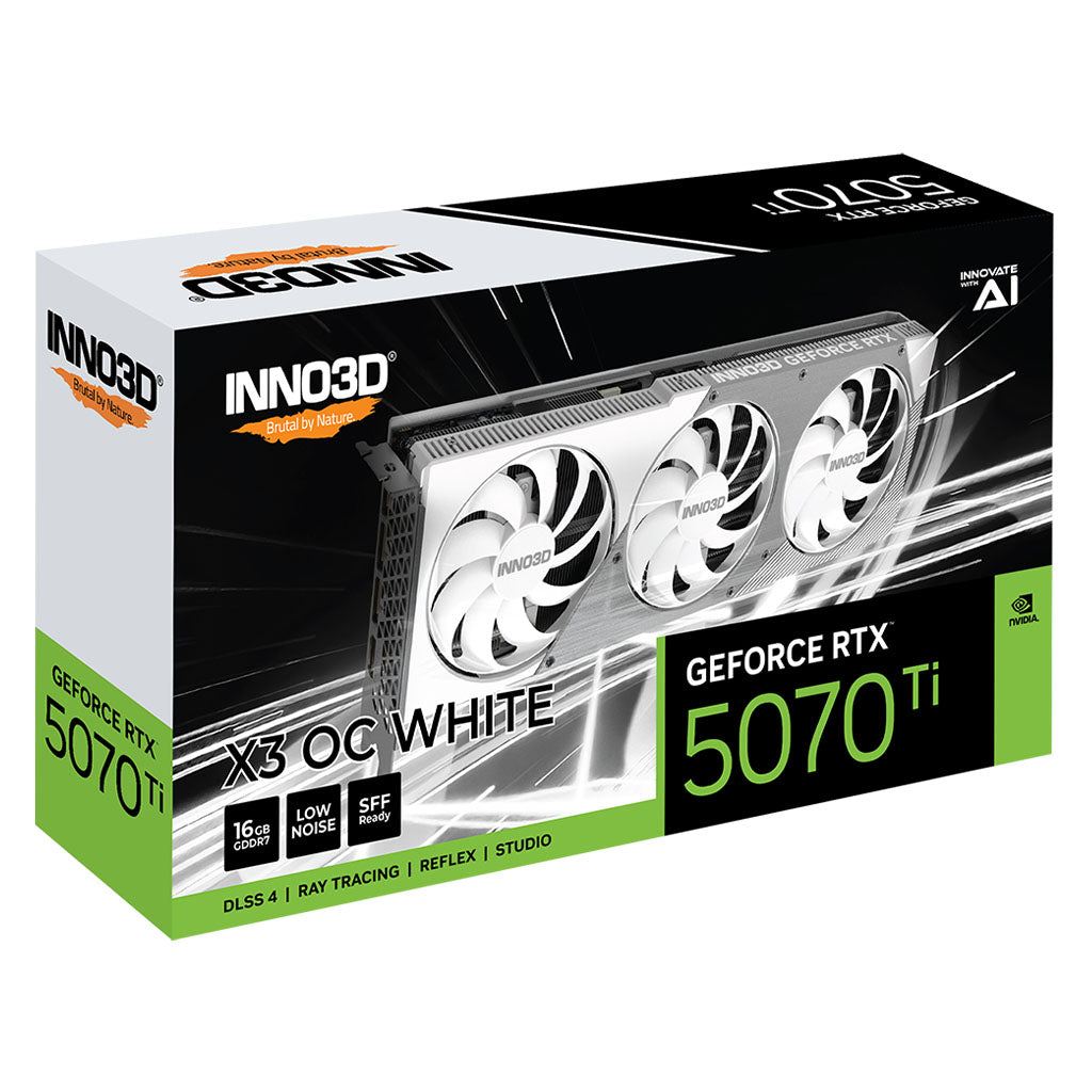 Inno3D GeForce RTX 5070 TI X3 OC 16GB GDDR7 Video Card - White(N507T3-16D7X-176068W) - 3