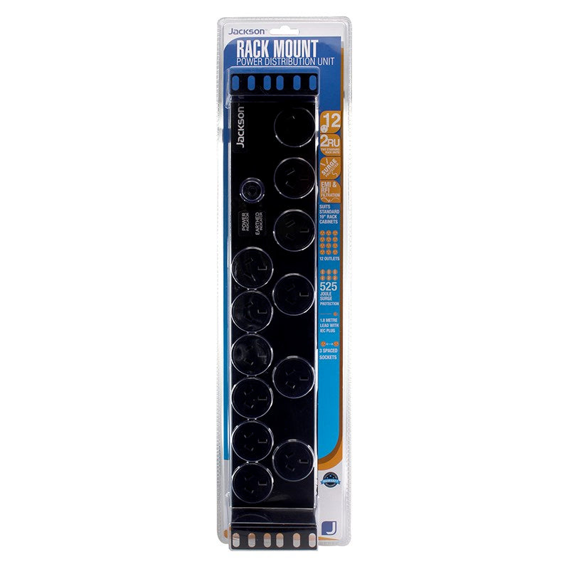 Jackson 12-Outlet 2RU Rack Mounted Surge Protected Powerboard(RAC1200) - 2