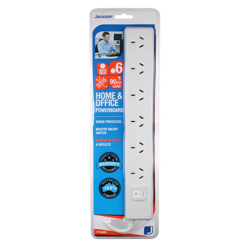 Jackson 6-Outlet Surge Protected Powerboard(PT5966) - 2