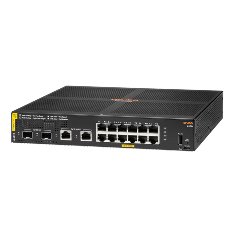 HPE Aruba 6100 12-Port Class 4 PoE & 2-Port 2G/2SFP+ 139W Switch(JL679A) - 3