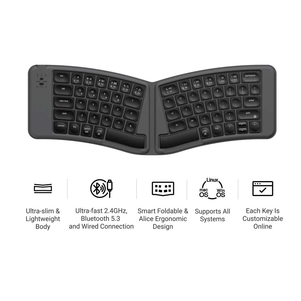 Keychron B11 Pro Ultra-Slim Wireless Foldable Keyboard - Space Gray(KBKCB11PK1) - 5