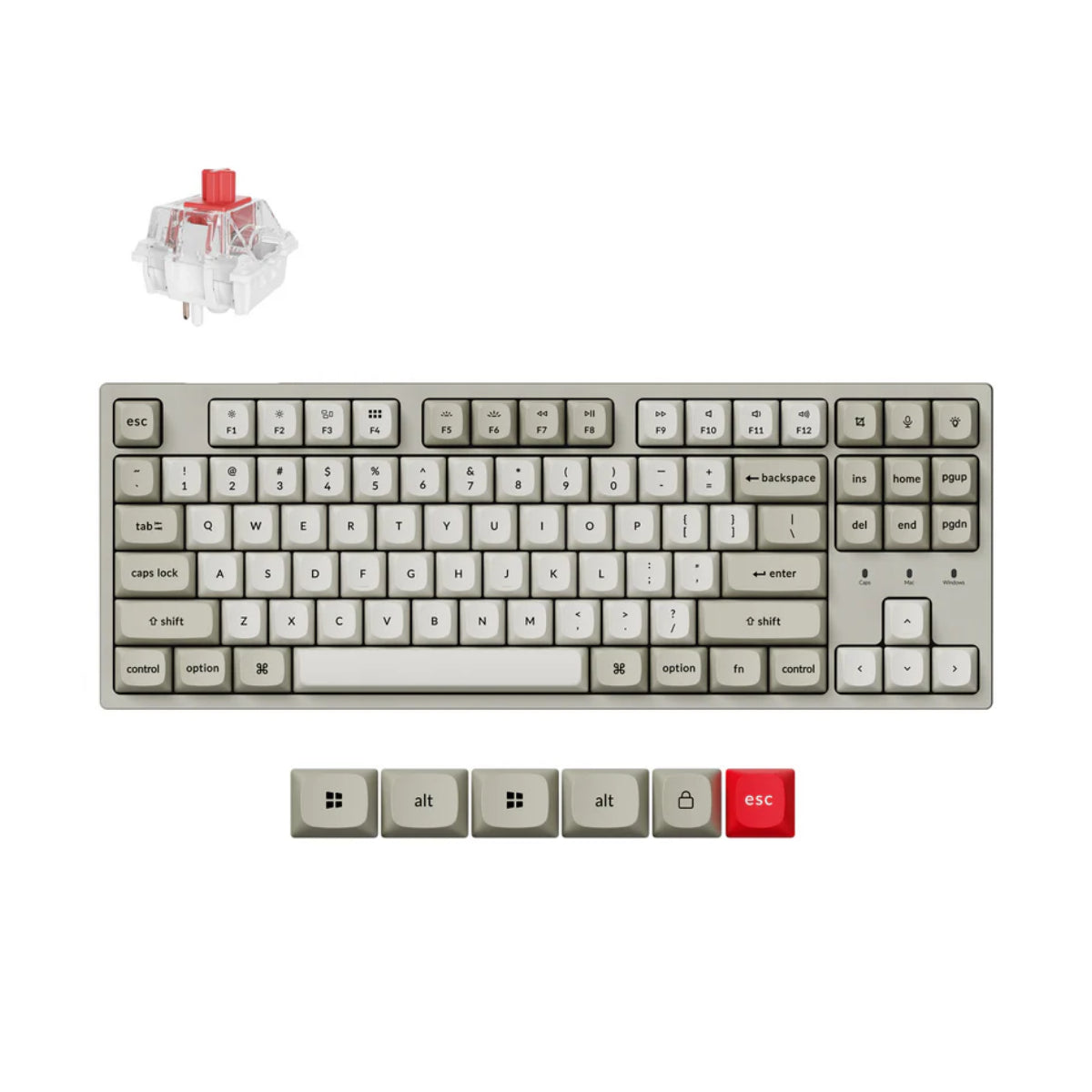 Keychron C1 Pro 8K QMK TKL Mechanical Gaming Keyboard - Keychron Super Red(KBKCC1PXM1) - 2