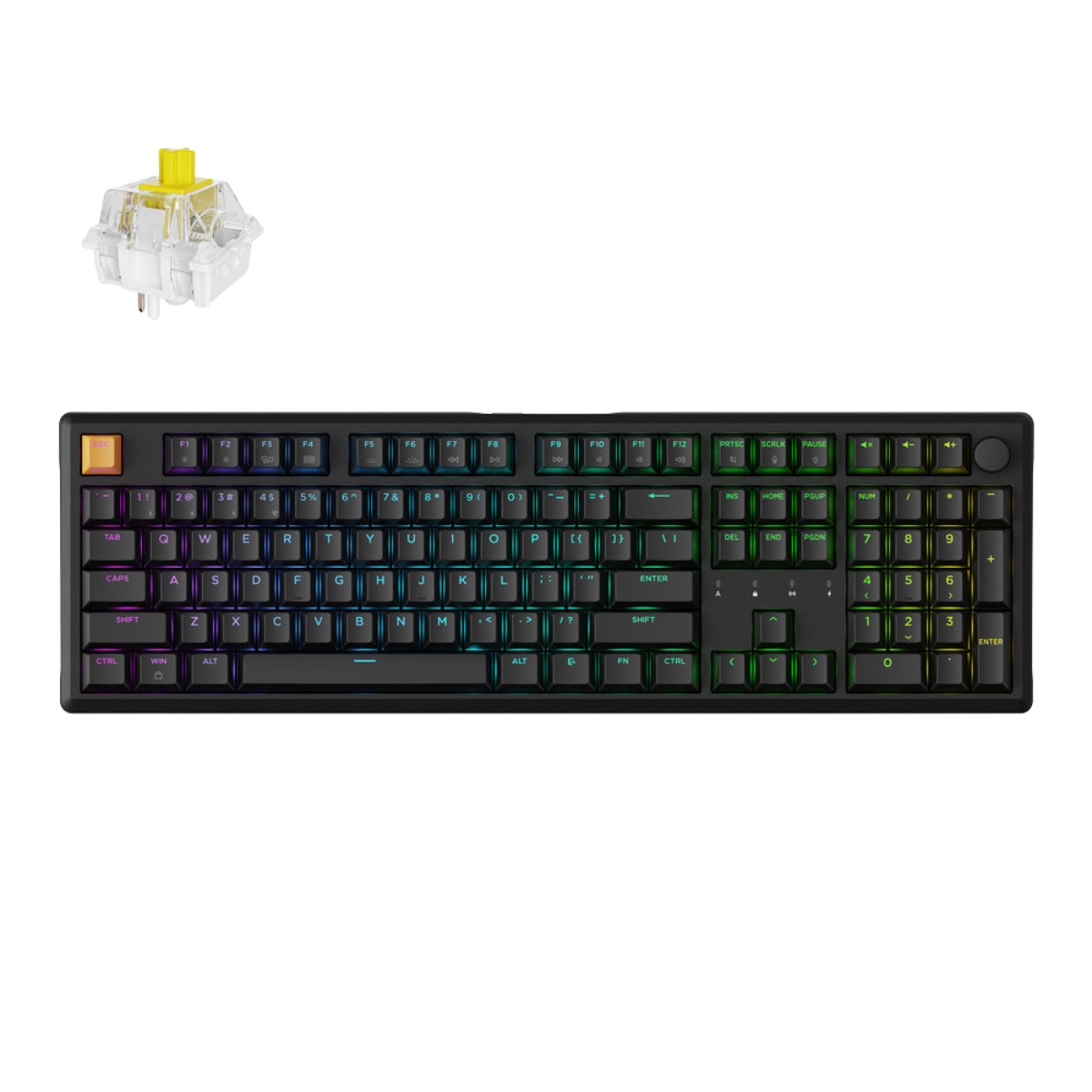 Keychron J5 QMK Wireless Full Size Shine Through Mechanical Keyboard - Black - Banana Switch(KBKCJ5H4T) - 1